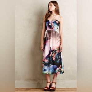 Anthropologie Corey Lynn Calter Floral Multicolor Midi Dress Size 0